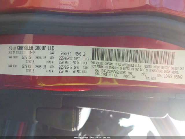 46006529 :رقم المزاد ، 1C4PJMCB9FW610355 vin ، 2015 Jeep Cherokee Latitude مزاد بيع