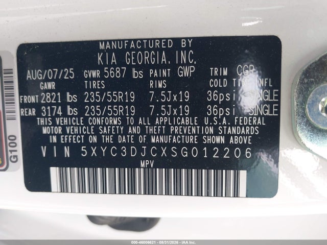 2025 Kia Ev6 Wind Awd მანქანა იყიდება აუქციონზე, vin: 5XYC3DJCXSG012206, აუქციონის ნომერი: 46006621