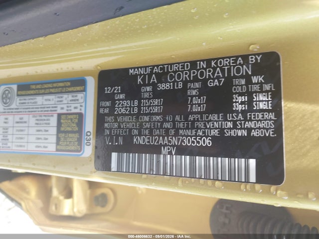 Продажа на аукционе авто 2022 Kia Seltos S, vin: KNDEU2AA5N7305506, номер лота: 46006632