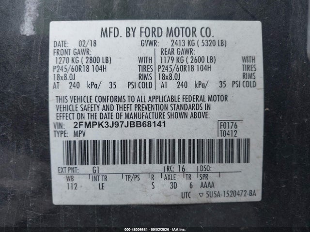 2FMPK3J97JBB68141 Ford EDGE SEL