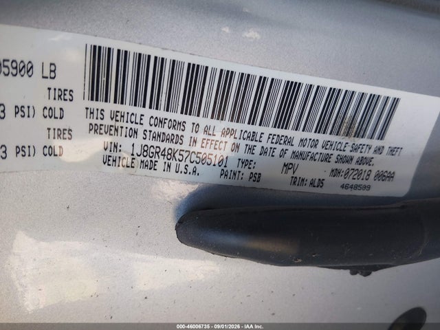 46006735 :رقم المزاد ، 1J8GR48K57C505101 vin ، 2007 Jeep Grand Cherokee Laredo مزاد بيع