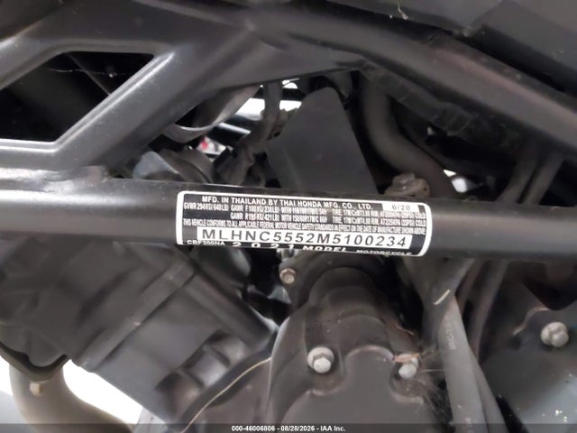 2021 Honda Cbf300 Na მანქანა იყიდება აუქციონზე, vin: MLHNC5552M5100234, აუქციონის ნომერი: 46006806