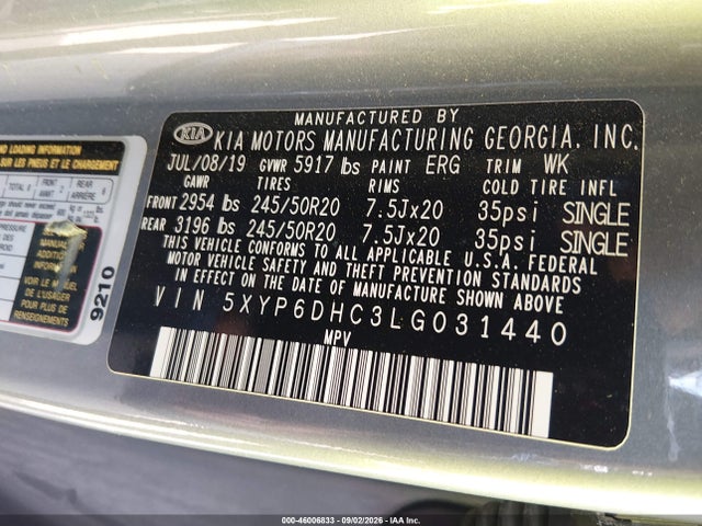 Aukcja sprzedaży 2020 Kia Telluride S, vin: 5XYP6DHC3LG031440, numer aukcji: 46006833