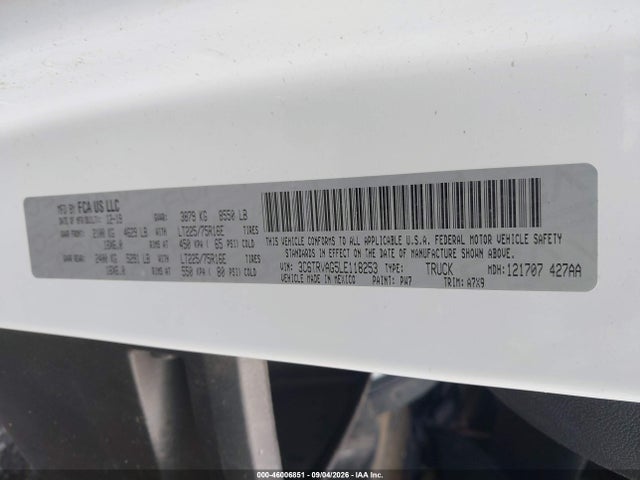 Aukcja sprzedaży 2020 Ram Promaster 1500 Low Roof 136 Wb, vin: 3C6TRVAG5LE118253, numer aukcji: 46006851