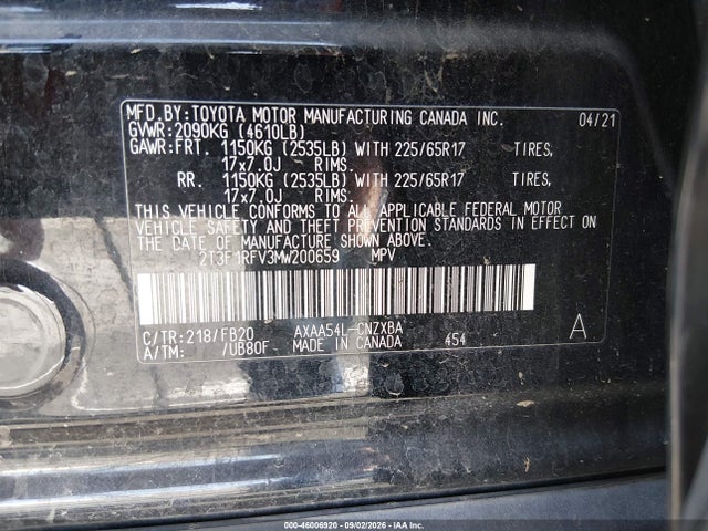Toyota RAV4 LE 2021 2T3F1RFV3MW200659 Image 9