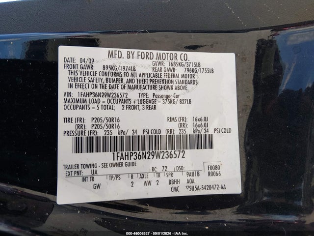 Aukcja sprzedaży 2009 Ford Focus Ses, vin: 1FAHP36N29W236572, numer aukcji: 46006927