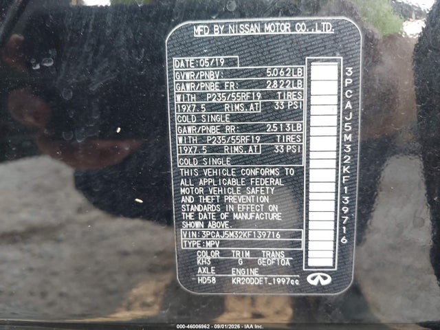 Продажа на аукционе авто 2019 Infiniti Qx50 Luxe, vin: 3PCAJ5M32KF139716, номер лота: 46006962