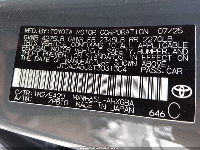 Aukcja sprzedaży 2026 Toyota Prius Xle Awd-e, vin: JTDADABU6T3031304, numer aukcji: 46007026