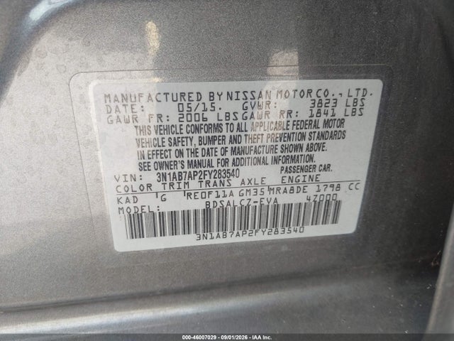 Nissan SENTRA S 2015 3N1AB7AP2FY283540 Image 9