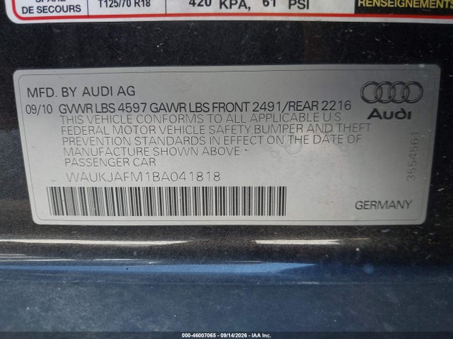 Aukcja sprzedaży 2011 Audi A3 2.0 Tdi Premium, vin: WAUKJAFM1BA041818, numer aukcji: 46007065