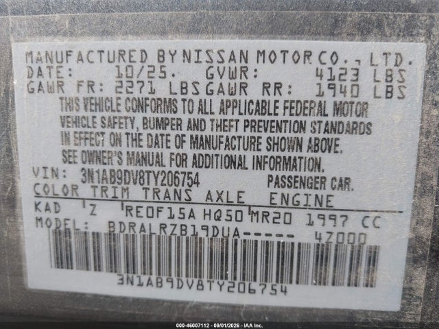 3N1AB9DV8TY206754 Nissan SENTRA SR