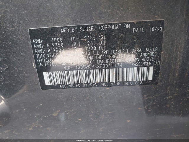46007281 :رقم المزاد ، 4S3BWGP6XR3015174 vin ، 2024 Subaru Legacy Touring Xt مزاد بيع