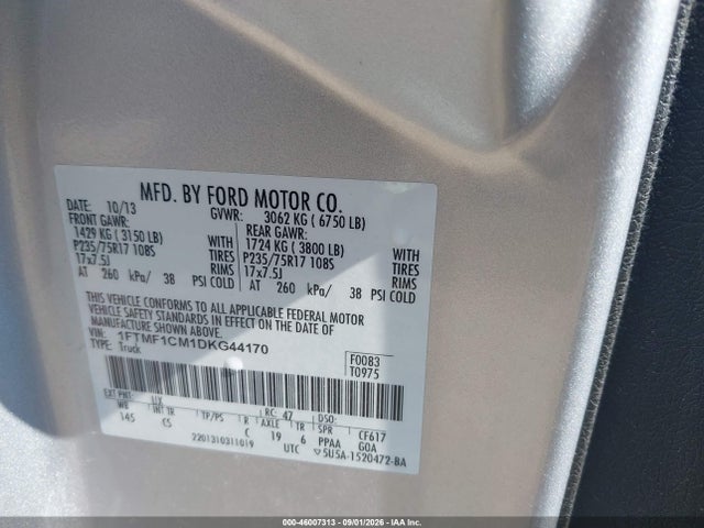 Продажа на аукционе авто 2013 Ford F-150 Xl, vin: 1FTMF1CM1DKG44170, номер лота: 46007313