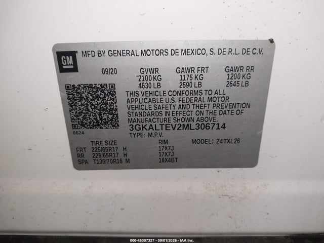 Продаж на аукціоні авто 2021 Gmc Terrain Awd Sle, vin: 3GKALTEV2ML306714, номер лоту: 46007327