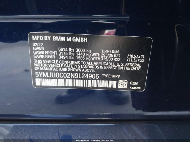 BMW X5 M 2022 5YMJU0C02N9L24906 Image 9