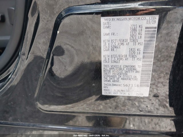 Aukcja sprzedaży 2019 Infiniti Qx60 Pure, vin: 5N1DL0MNXKC562158, numer aukcji: 46007462