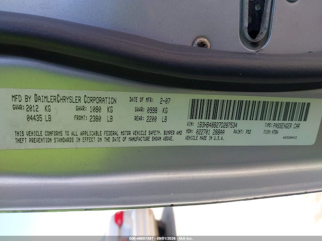 46007497 :رقم المزاد ، 1B3HB48B27D287534 vin ، 2007 Dodge Caliber Sxt مزاد بيع