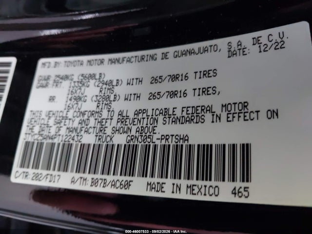 46007533 :رقم المزاد ، 3TYCZ5AN4PT122432 vin ، 2023 Toyota Tacoma Trd Off Road مزاد بيع