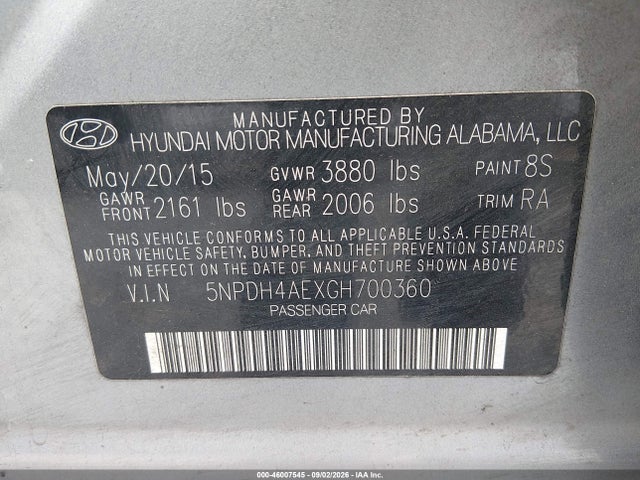 Hyundai ELANTRA SE 2016 5NPDH4AEXGH700360 Image 9