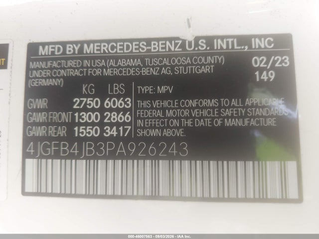 Продаж на аукціоні авто 2023 Mercedes-benz Gle 350, vin: 4JGFB4JB3PA926243, номер лоту: 46007563