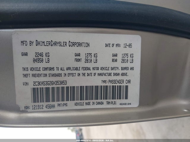 Aukcja sprzedaży 2006 Chrysler 300 Touring, vin: 2C3KA53G26H353053, numer aukcji: 46007574