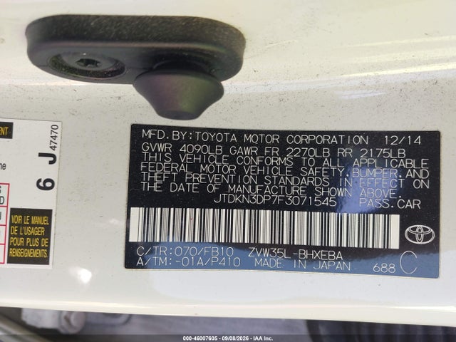 Toyota PRIUS PLUG-IN 2015 JTDKN3DP7F3071545 Image 9