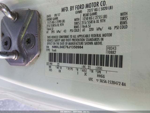 Aukcja sprzedaży 2018 Ford Transit Connect Xl, vin: NM0LS6E76J1350984, numer aukcji: 46007611
