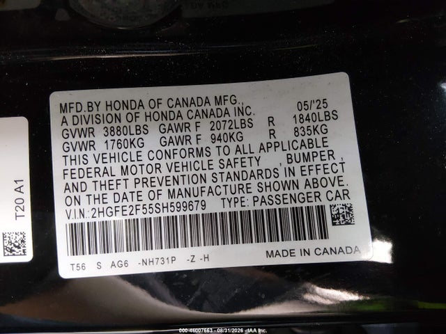 2HGFE2F55SH599679 Honda Civic Sport