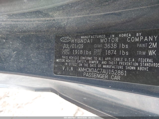 Продажа на аукционе авто 2010 Hyundai Accent Gs, vin: KMHCM3AC7AU152861, номер лота: 46007687