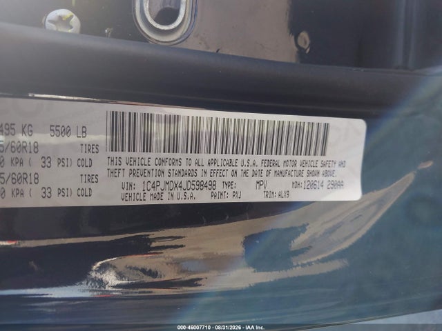 2018 Jeep Cherokee Limited 4x4 მანქანა იყიდება აუქციონზე, vin: 1C4PJMDX4JD598498, აუქციონის ნომერი: 46007710