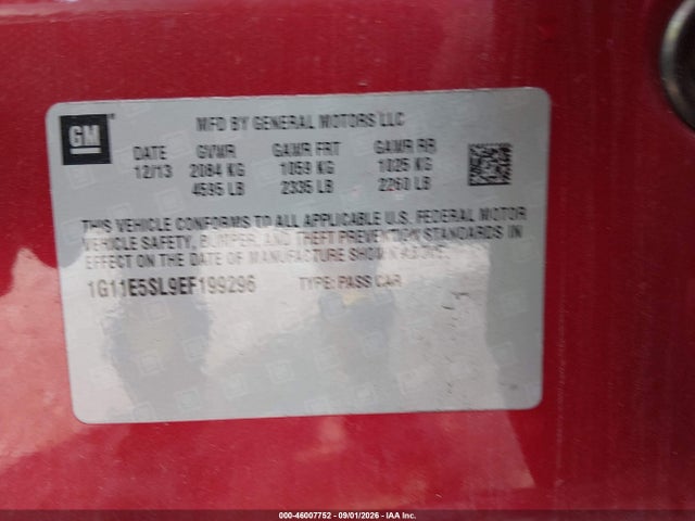 Продаж на аукціоні авто 2014 Chevrolet Malibu 2lt, vin: 1G11E5SL9EF199296, номер лоту: 46007752