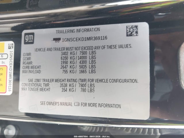 1GNSCEKD1MR369116 Chevrolet Suburban 2wd Rst