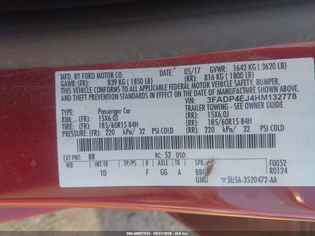 Продаж на аукціоні авто 2017 Ford Fiesta Se, vin: 3FADP4EJ4HM132778, номер лоту: 46007833