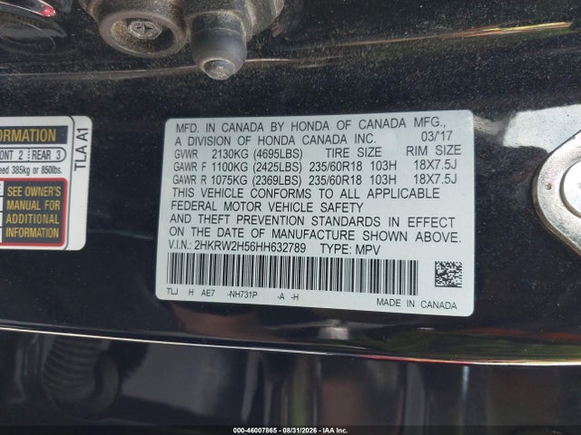 Aukcja sprzedaży 2017 Honda Cr-v Ex, vin: 2HKRW2H56HH632789, numer aukcji: 46007865