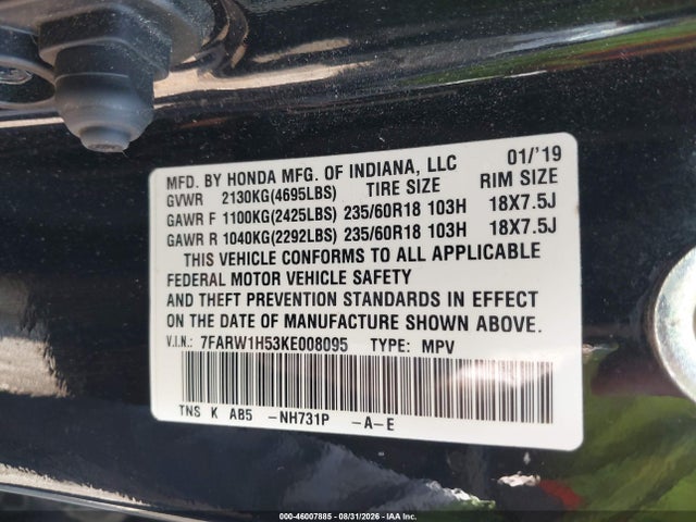 Продаж на аукціоні авто 2019 Honda Cr-v Ex, vin: 7FARW1H53KE008095, номер лоту: 46007885