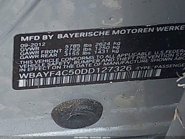Aukcja sprzedaży 2013 Bmw 740 Lxi, vin: WBAYF4C50DD127326, numer aukcji: 46007902