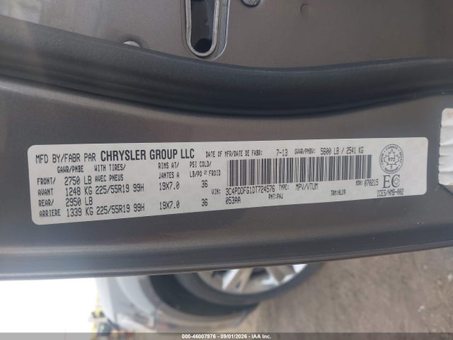 Aukcja sprzedaży 2013 Dodge Journey R/t, vin: 3C4PDDFG1DT724576, numer aukcji: 46007976