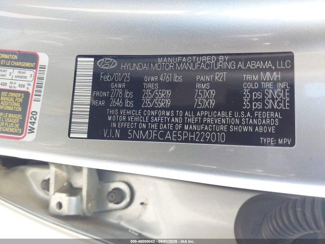 Продажа на аукционе авто 2023 Hyundai Tucson Sel, vin: 5NMJFCAE5PH229010, номер лота: 46008042