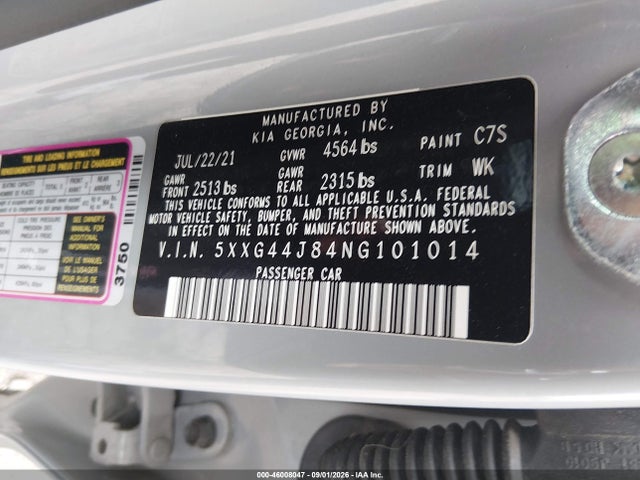 Продаж на аукціоні авто 2022 Kia K5 Gt, vin: 5XXG44J84NG101014, номер лоту: 46008047
