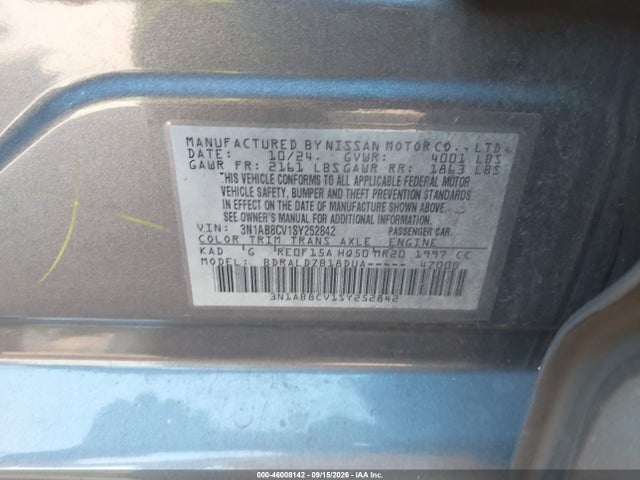 Aukcja sprzedaży 2025 Nissan Sentra Sv, vin: 3N1AB8CV1SY252842, numer aukcji: 46008142