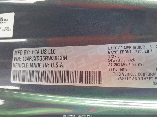 46008159 :رقم المزاد ، 1C4PJXDG6RW301264 vin ، 2024 Jeep Wrangler 4-door Sport S 4x4 مزاد بيع