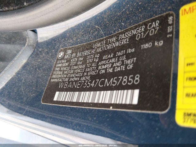 Aukcja sprzedaży 2007 Bmw 530i, vin: WBANE73547CM57858, numer aukcji: 46008172