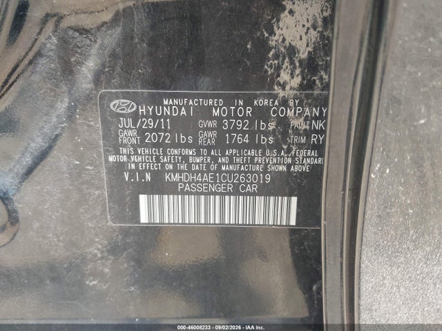 2012 Hyundai Elantra Limited (ulsan Plant) მანქანა იყიდება აუქციონზე, vin: KMHDH4AE1CU263019, აუქციონის ნომერი: 46008233