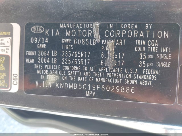 KIA SEDONA LX 2015 KNDMB5C19F6029886 Image 9
