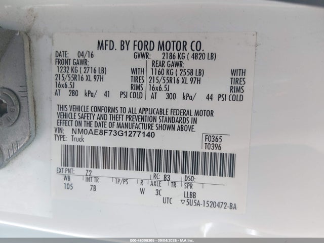 Продаж на аукціоні авто 2016 Ford Transit Connect Xlt, vin: NM0AE8F73G1277140, номер лоту: 46008305