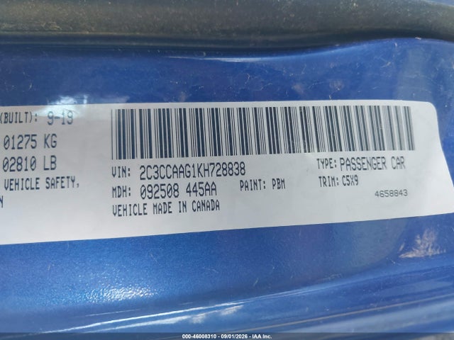 46008310 :رقم المزاد ، 2C3CCAAG1KH728838 vin ، 2019 Chrysler 300 Touring مزاد بيع