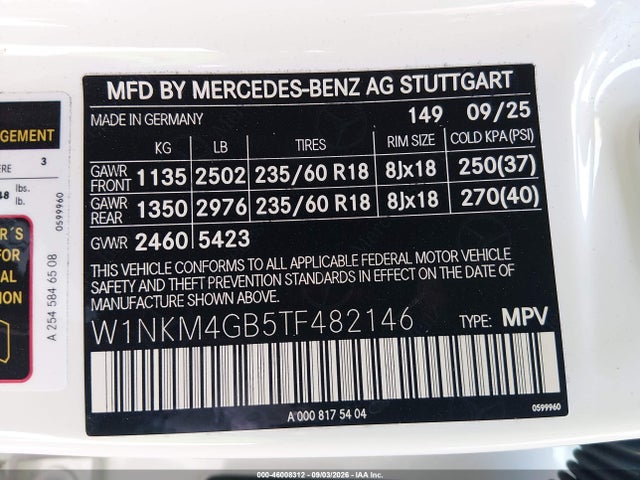Aukcja sprzedaży 2026 Mercedes-benz Glc 300 Suv, vin: W1NKM4GB5TF482146, numer aukcji: 46008312