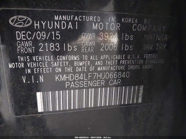 Продажа на аукционе авто 2017 Hyundai Elantra Limited, vin: KMHD84LF7HU066840, номер лота: 46008334