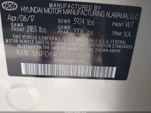 Продажа на аукционе авто 2018 Hyundai Elantra Limited, vin: 5NPD84LF5JH214875, номер лота: 46008335