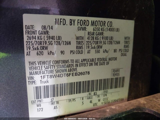 Продаж на аукціоні авто 2015 Ford F-450 Xl, vin: 1FT8W4DT6FEB26078, номер лоту: 46008353